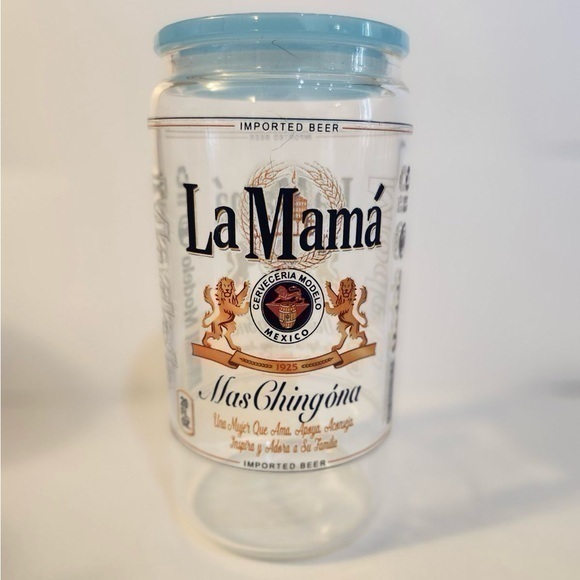 "16" Oz Glass Beer can cup " La Mama" Modelo inspired glass cup. - Picture 1 of 3
